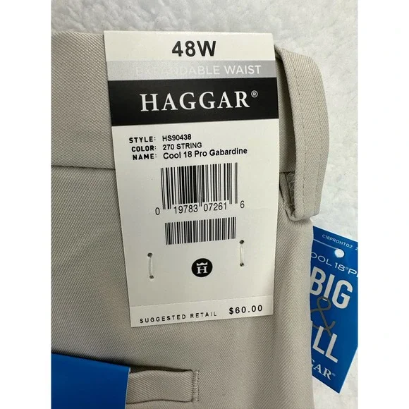 HAGGAR Mens Big & Tall Cool 18 PRO Classic-Fit Stretch Flat Tan Shorts Size 48 - Picture 10 of 11
